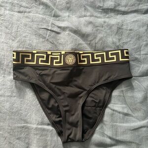 Versace Black Bikini Bottom with Gold Trim